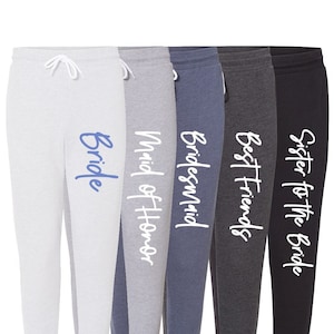 Personalized Bridal Party Joggers Sweatpants, Gifts for the Bridesmaid, Matron of Honor, Maid of Honor, Jogger Lounge Pants for the wedding