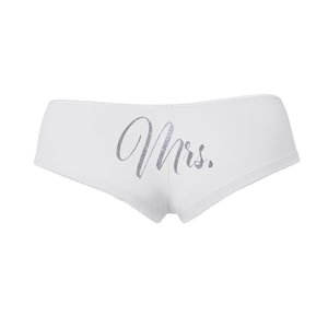 Mrs. Hot shorts, Mrs. Shorty, Mrs. Glitter underwear, Mrs undy, white lingerie, bridal lingerie, wedding lingerie, bachelorette gift, bride