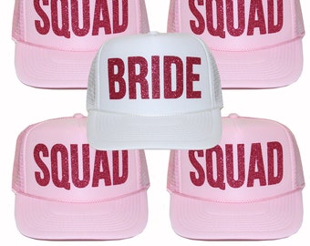 Bride Squad Trucker hats, Glitter Bride trucker hat, Bride Squad trucker hats, Bridal party caps, Bachelorette Party trucker hats, gift idea