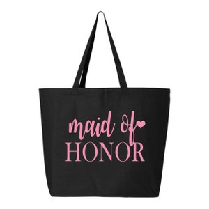 Maid of Honor Tote Bag, Jumbo Maid of Honor Tote Bag, MOH Gift tote, carry all, Just Married Tote, Maid of honor gift idea, gift idea, bag image 1