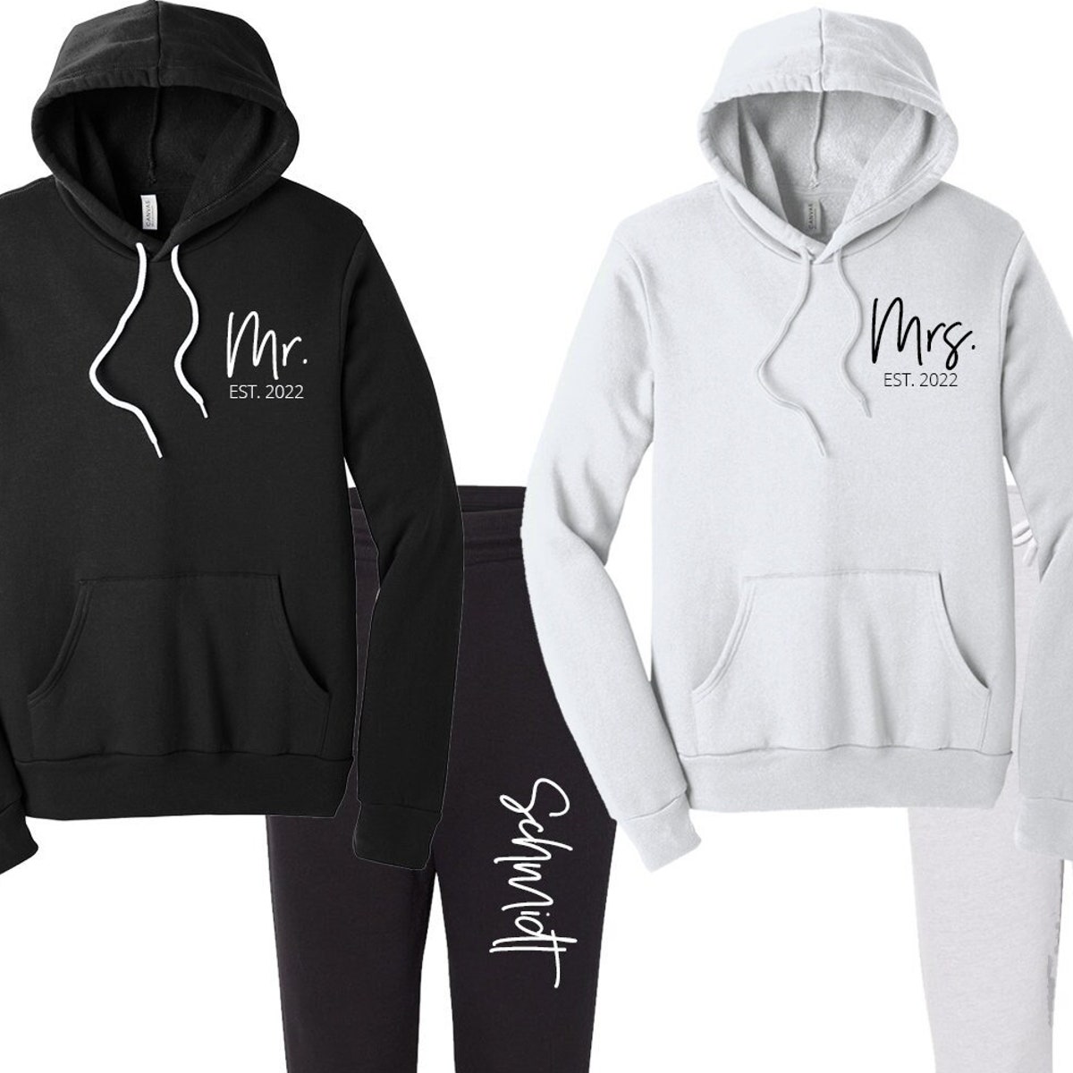 Personalized Mr and Mrs Matching Sweatsuit, Bridal Jumpsuits, Gifts for the Couple, Bride & Groom Jogger Set, Engagement Honeymoon Sweats