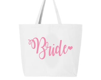 Bride Tote Bag, Jumbo Bride Tote Bag, Bridal Shower Gift, Gold Bride carry all, Just Married Tote, Honeymoon tote bag, bride gift idea, bag