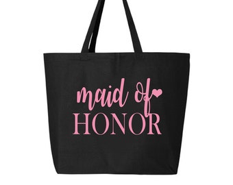 Maid of Honor Tote Bag, Jumbo Maid of Honor Tote Bag, MOH Gift tote, carry all, Just Married Tote, Maid of honor gift idea, gift idea, bag