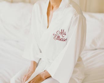 Mrs Robe, bridal robes, satin robe, bride robe, bridal lingerie, satin bridal robe, satin brides robe, monogrammed robe, custom robes