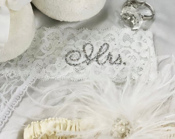 Mrs. Lace Wedding Thong, Bridal Thong, Mrs. Underwear, White Lace Underwear for Bride to Be, Bedazzled Lace Mrs. Thong, Wedding Day Thong