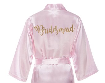 Glitter Bridesmaid robes, Satin Bridesmaid Robe, Bride Robe, Bridesmaid Kimono Robe, Bridal party robes, bridesmaid robes, bridal party gift