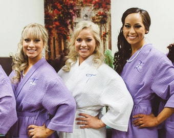 Personalized Waffle Weave Robes, Monogrammed Bridesmaid Robes, Waffle Robes, Bridal Party Robes, custom spa robes, getting ready robes