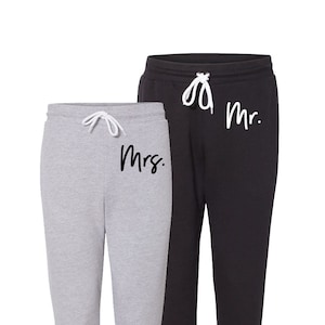 Mr and Mrs Matching Joggers Sweatpants, Gifts for the Couple, Bride and Groom Jogger Pants, Engagement Gift, honeymoon gifts, his and hers