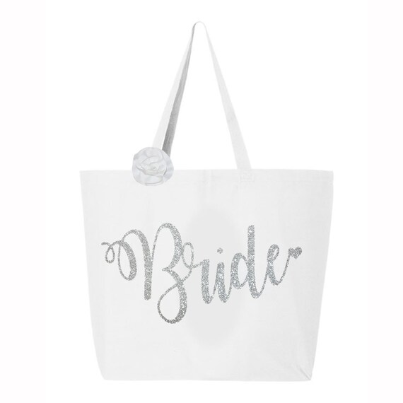 bridal tote bag silver