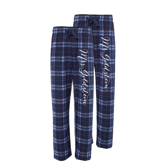 Flannel Pajama Pants Personalized With Your Mr and Mrs Name Custom Flannel Pj Pants Matching Mr and Mrs Pajama Pants Couples Shower Gift Etsy Canada