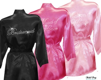 Set of 6 Bridal Party Satin Robes With Rhinestone Crystals | Etsy
