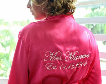 Personalized Satin Robes with Personalization on Back, Bridesmaid Robes, Bridal Robe, Bride Robe, wedding lingerie, bridal lingerie robe