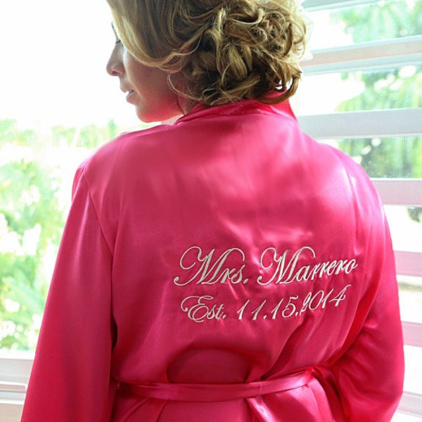 Personalized Satin Robes with Personalization on Back, Bridesmaid Robes, Bridal Robe, Bride Robe, wedding lingerie, bridal lingerie robe