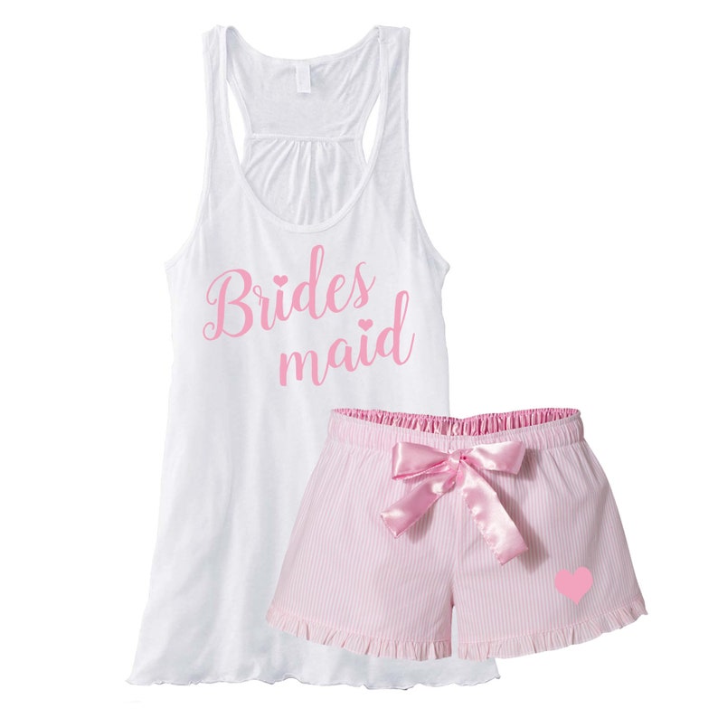 Bridesmaid Pajama Set Pink Bridal Party Pajamas bridal party Etsy