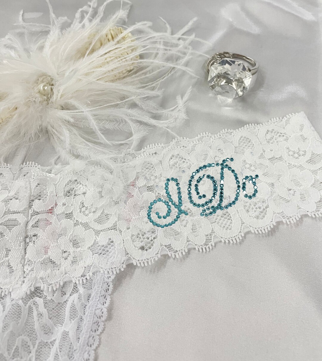 I Do Lace Bridal Thong, I Do Something Blue Crystal Lace Thong, I Do Bridal Lingerie, Bride Lace