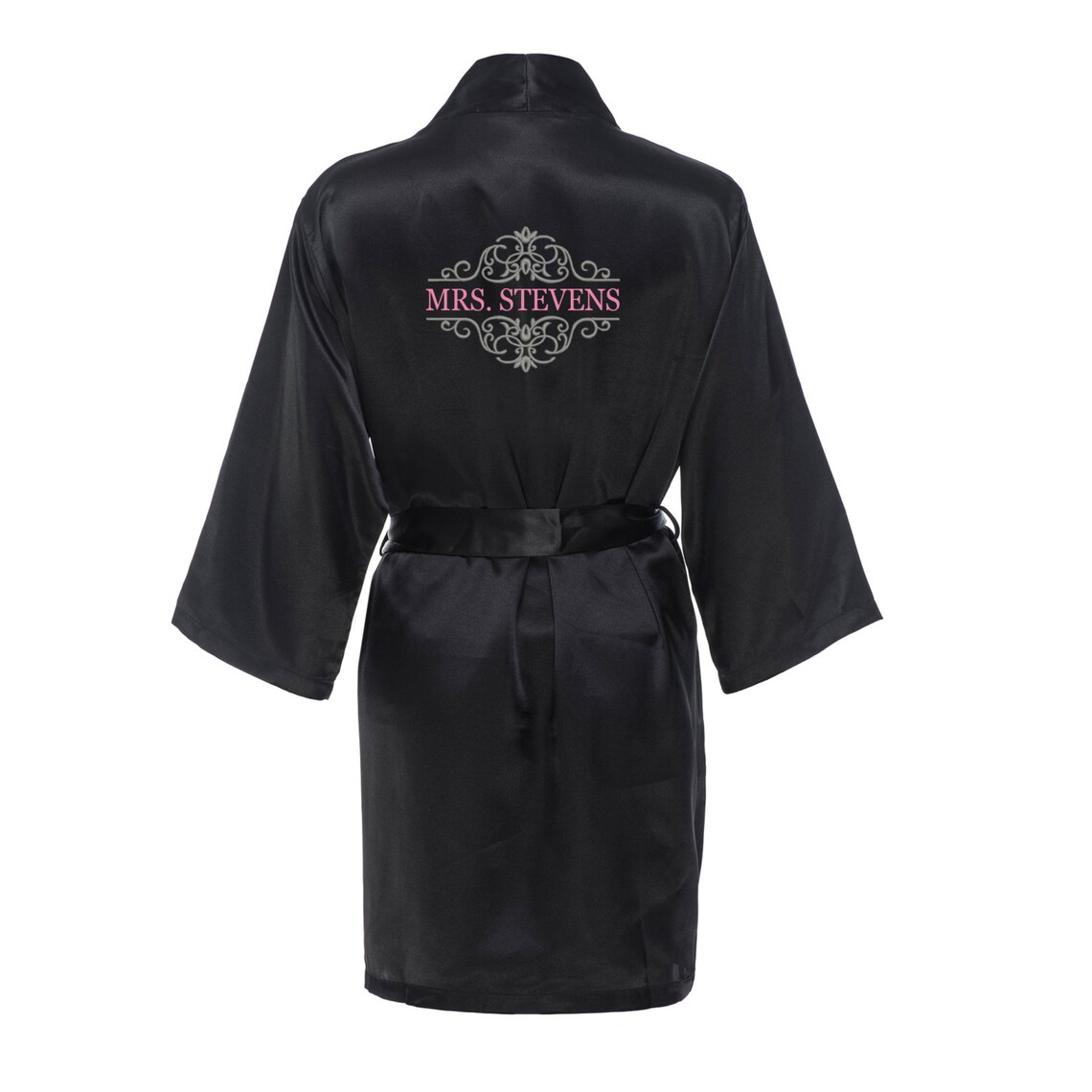 Personalized Satin Bridal Robe With Name on the Back With Logo Etsy