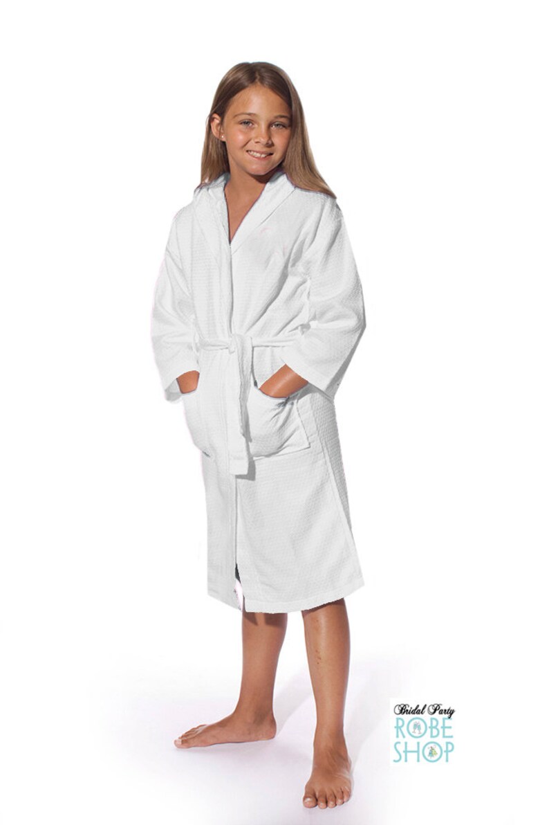 Personalized Kids Robe with Name on Back Waffle Hooded Etsy