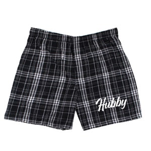 Hubby Boxers, Mens boxers, Engagement Gift for the groom, anniversary gift for him, wedding gift idea, husband gift, flannel boxer shorts