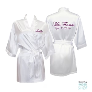 Bridal robes, Personalized Satin Bridal Robe, Satin Bride Robe, Personalized Mrs. Robe, bridal shower gifts, bridal party robes, bride gift