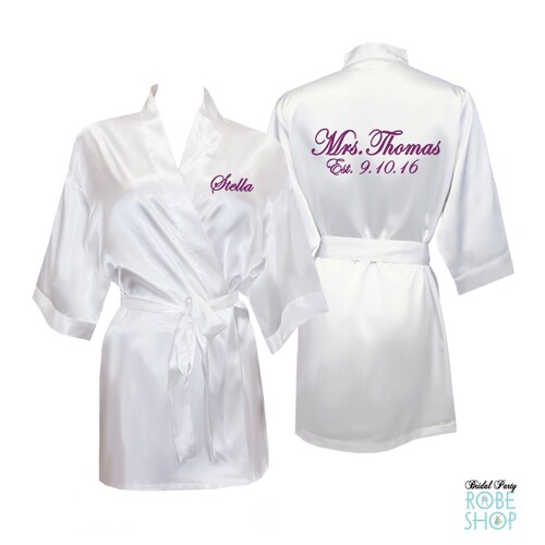 Bridal Robes Personalized Mrs. Robe Satin Bridal Robe Etsy