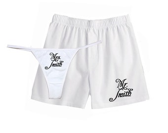 Conjunto de ropa interior personalizado para Sr. y Sra., idea de regalo para novios, idea de regalo para parejas, conjunto de ropa interior personalizado, idea de regalo para fiesta de compromiso