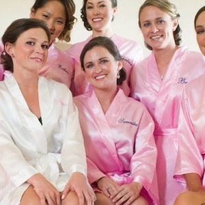 Bridesmaid Robes, Bridesmaids robe, Bridesmaid gifts, Personalized Satin Robes monogrammed with names, Bridal Party Satin Robe, Custom Robes
