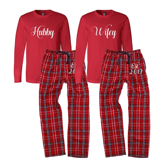 Hubby and Wifey Matching Couples Pajamas Holiday Pajamas Valentines Day Gift for Him for Her Wedding Anniversary Gift Flannel Pjs Gift Etsy Canada
