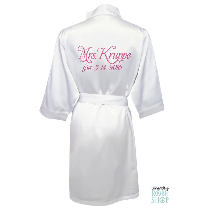 Personalized Satin Mrs. Robe With 