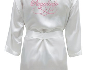 Personlized Mrs. Embroidered Satin Robe, wedding lingerie gift, bridal robe gift, bridal lingerie robe, custom bride robe, mrs robe gift