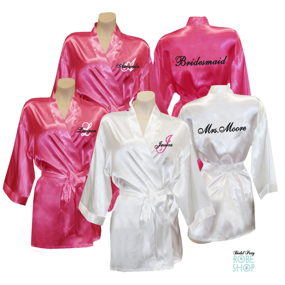Set of 7 Personalized Satin Robes with First Names and Initial Etsy