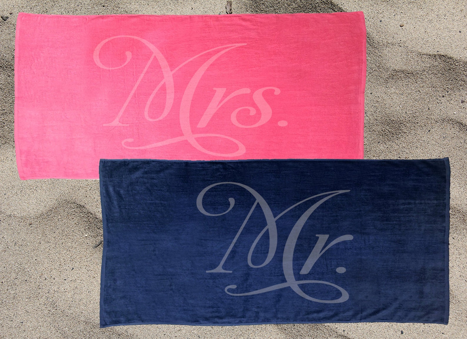 Set of 2 Mr. and Mrs. Beach Towel Set for the Honeymoon Mrs. Etsy
