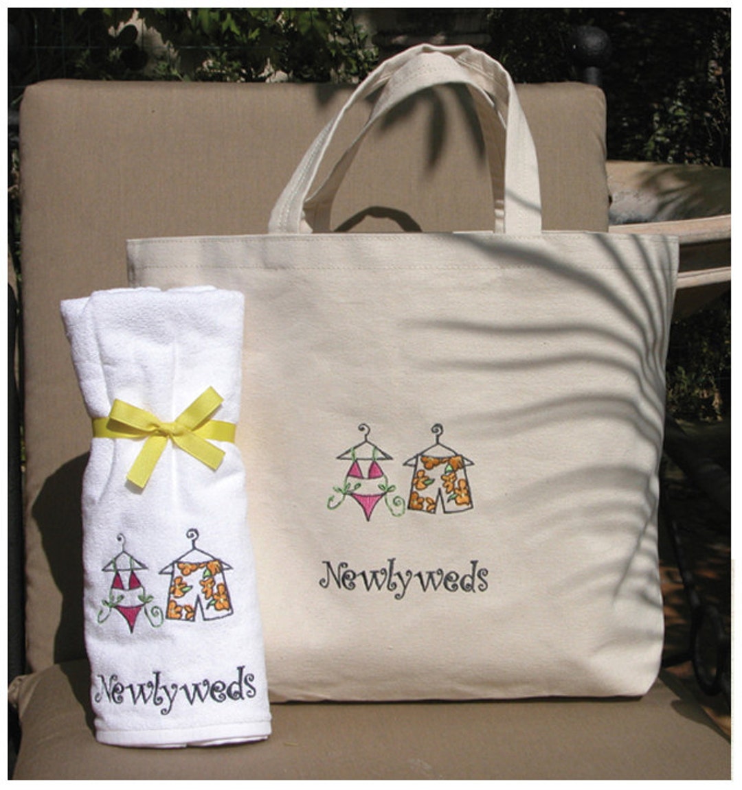Newlywed Beach Towel and Tote Set for the Honeymoon Mrs. and Etsy