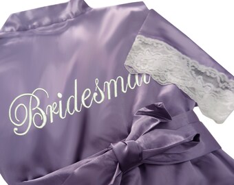 Lace Bridesmaid Robes, Monogrammed Lace Bridesmaid Robes, Satin Bridal Party Robes, Lace Robes, bride robe, bridal robe, wedding day robe