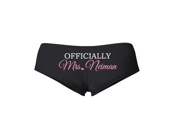 Officially Mrs Bridal Hipsters - Personalized Mrs Boy Shorts - Bridal Shower Gift Idea - Anniversary Gift - Custom Gifts for the Bride