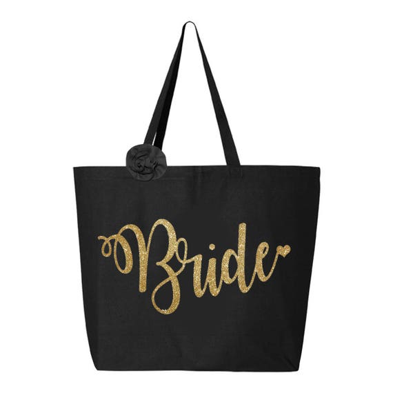 Bridal Tote Bag Gold Glitter Wedding Tote Bag Bride Tote - Etsy