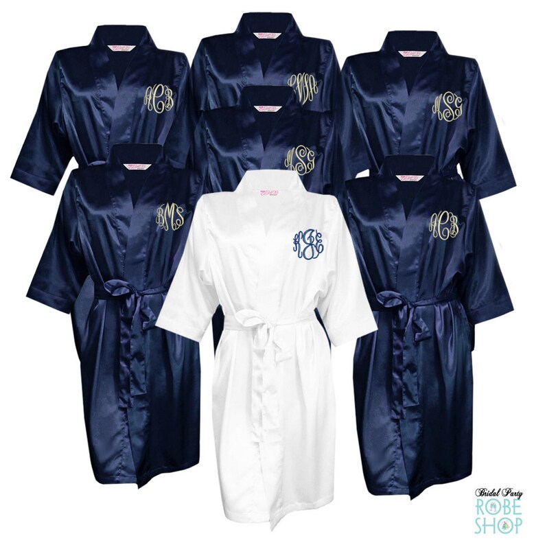 Set of 2 Monogrammed Satin Robes Bridesmaid Robes Available Etsy