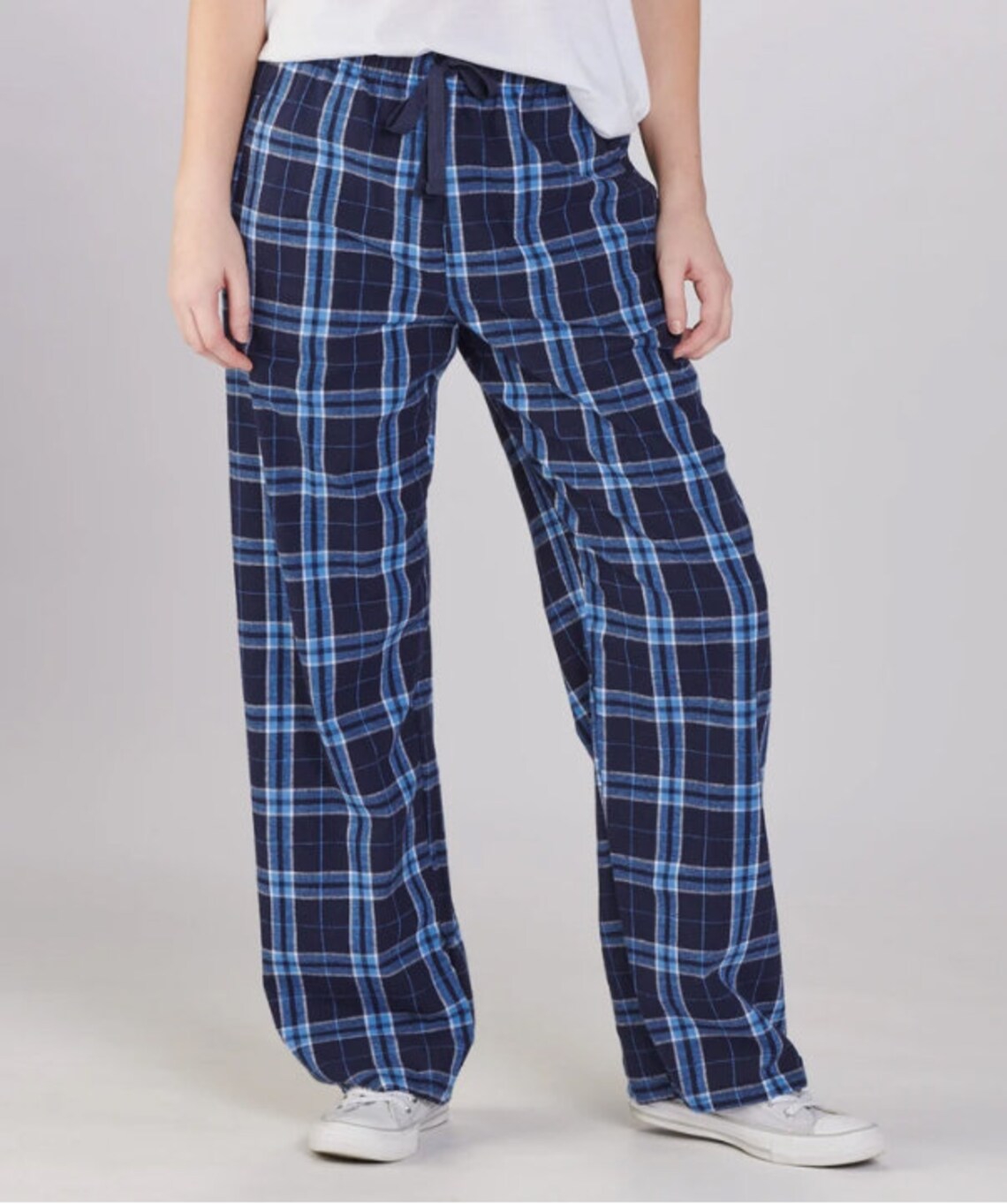 Damen Pyjama Hose Winter - Flanell Schlafhose Mit Taschen & Kordelzug