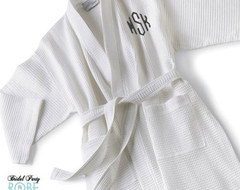 Monogrammed Waffle Weave Mens Robe - Personalized Groom Robe