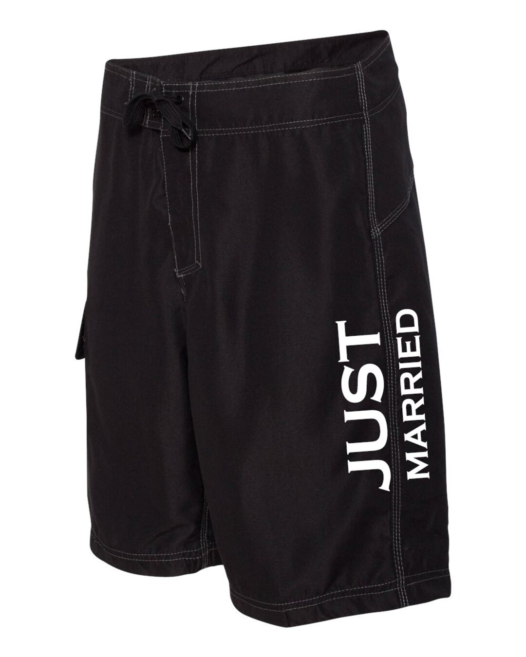 Just Married Board Short for the Groom, Honeymoon Swim Suit, Swim