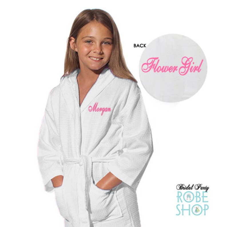 Personalized Flower Girl Robe With Name on Front and Flower Etsy