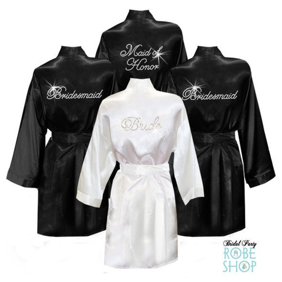 Party Kimono Maid Of Honor Set Of Satin Knee-length Bridal Robes