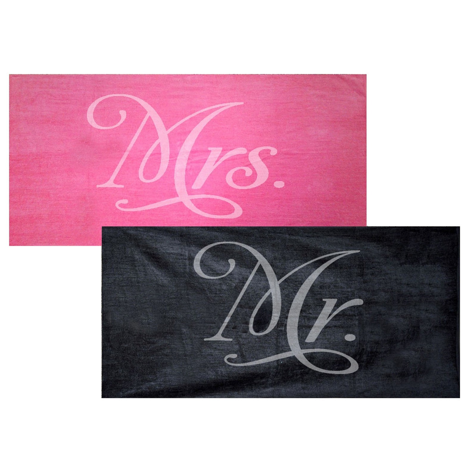 Mr. and Mrs. Beach Towel Set for the Newlyweds Mrs. Pink Etsy
