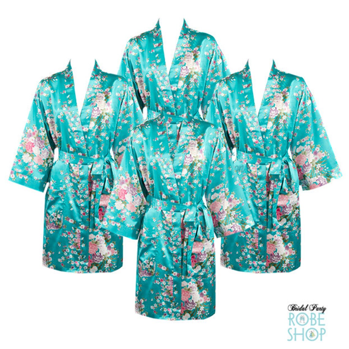 Set of 4 Floral Bridesmaid Robes Set of 4 Satin Bridesmaid Etsy