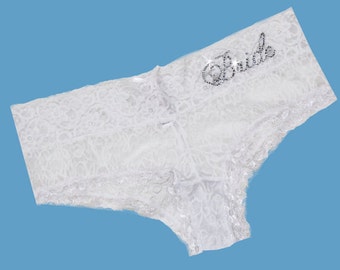 Lace Bridal Underwear, white lingerie, white lace bridal lingerie, wedding lingerie, Cheeky Lace Bride Hipsters, Bridal Lingerie, white lace