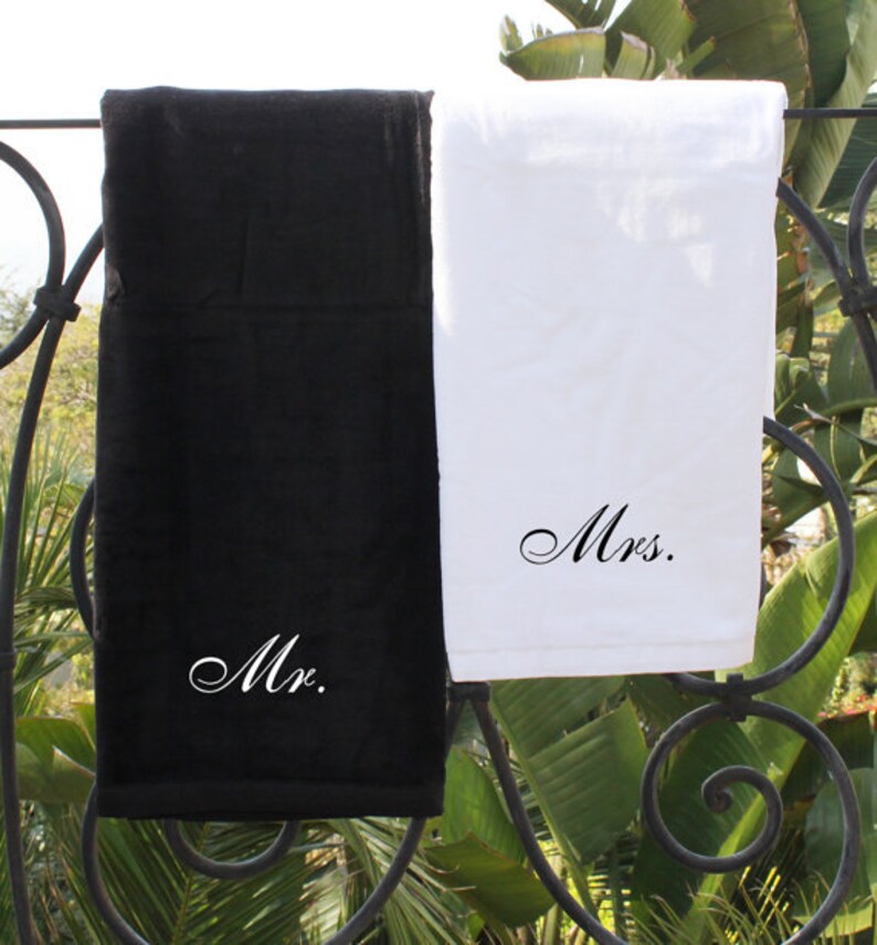 Mr. and Mrs. Monogrammed Beach Towel Set of 2 Embroidered Etsy