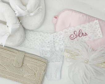 Mrs. Thong, Mrs. Lace Wedding Thong, Bridal Thong, Mrs. underwear, Bachelorette Party Gift, Bedazzled Lace Bride Thong, Wedding Day Thong