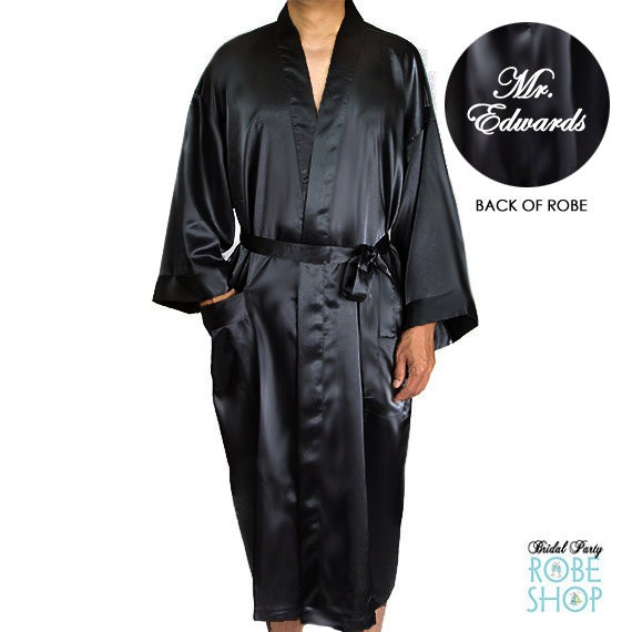 men's embroidered silk robe