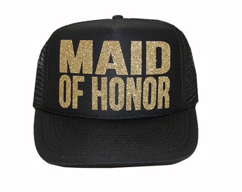 Maid of Honor Trucker hats, Glitter Bridal Party trucker hat, Bride Squad trucker hats, Bridal party caps, Bride trucker hats, trucker cap