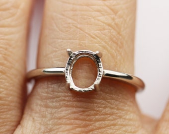 7X5MM Oval Semi Mount Ring-Without Stone Ring-Ready To be Set With Your Own Stone-Heart Shape Ring-925 Silver Ring-Prong Setting Ring