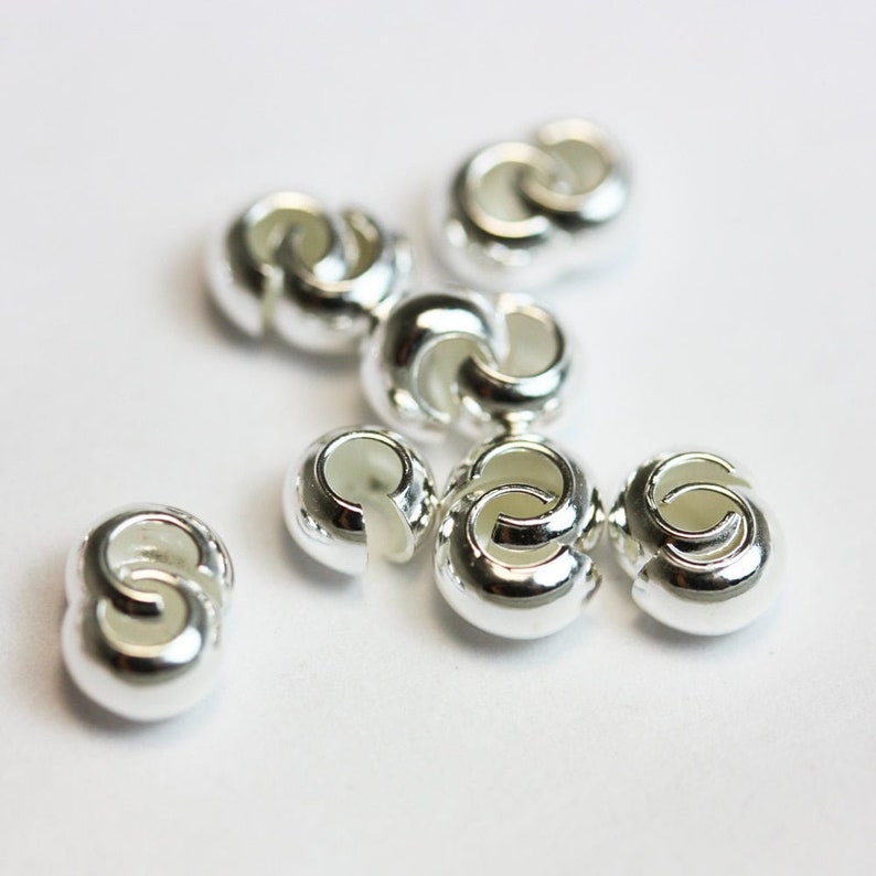 Couvercles à sertir 20 pcs 3/4 mm Apprêts de bijoux en argent sterling 925, couvercles à sertir pour les extrémités image 2